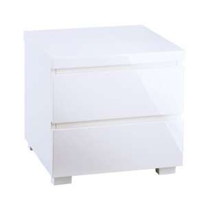 Puto Bedside Cabinet In White High Gloss With 2 Drawers