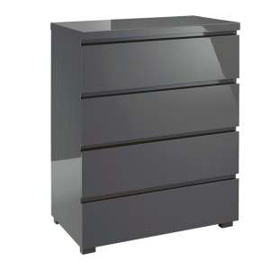 Puto Chest Of Drawers In Charcoal High Gloss With 4 Drawers