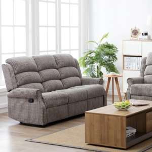 Curtis Fabric Recliner 3 Seater Sofa In Latte