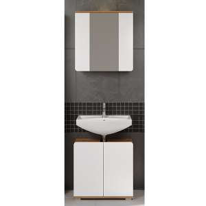 Curug High Gloss Bathroom Furniture Set 2 In White And Oak