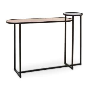 Cusco Smoked Mirror Glass Console Table With Black Metal Frame