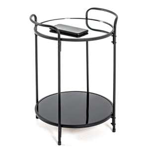 Cuyahoga Round Mirrored Side Table With Black Metal Frame
