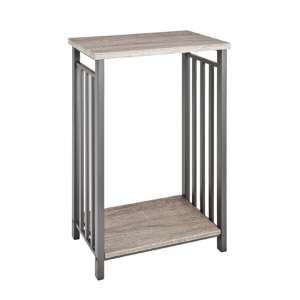 Cuyahoga Wooden Side Table In Truffle Oak With Graphite Frame