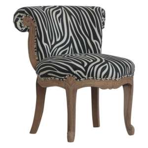 Cuzco Velvet Accent Chair In Zebra Printed And Sunbleach