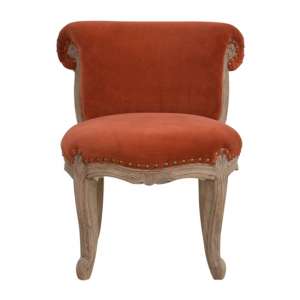 Cuzco Velvet Accent Chair In Brick Red And Sunbleach