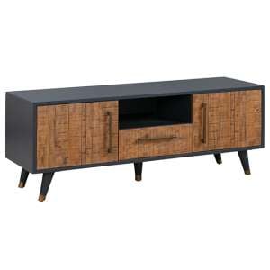 Cypre Wooden TV Stand 2 Doors And 1 Drawer In Pine And Grey