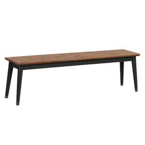 Cypre Wooden Dining Bench In Pine And Cobalt Grey