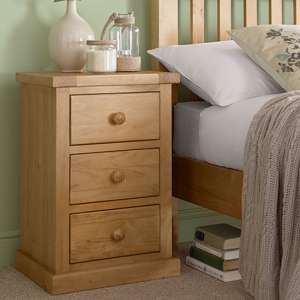 Cyprian Wooden Kids Room Bedside Cabinet In Chunky Pine