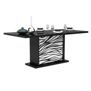 Dabria Extending Wooden Dining Table In Black High Gloss