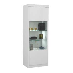 Dabria Glass Display Cabinet In White Gloss With LED Lights
