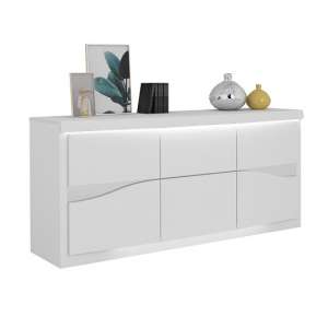Dabria Large Wooden Sideboard In White Gloss With LED Lights