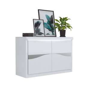 Dabria Small Wooden Sideboard In White Gloss With LED Lights