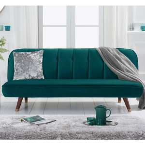 Daclos Velvet Upholstered Sofa Bed In Green