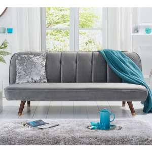 Daclos Velvet Upholstered Sofa Bed In Grey