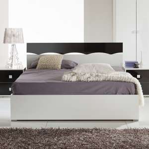 Dafne Wooden Double Bed In White And Black Gloss Lacquer