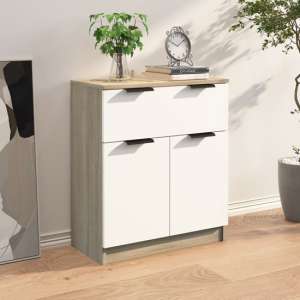 Daizy Wooden Sideboard With 2 Door 1 Drawer In White Sonoma Oak