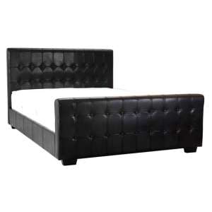 Darra Faux Leather Buttoned Double Bed In Black