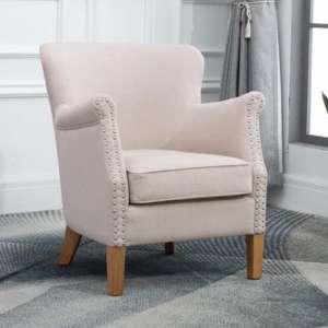 Dakota Fabric Upholstered Armchair In Beige