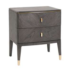 Dalius Wooden Bedside Cabinet With 2 Drawers In Ebony