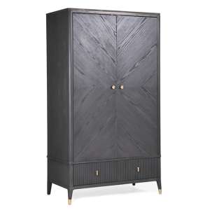 Dalius Wooden Wardrobe With 2 Doors And 2 Drawers In Ebony