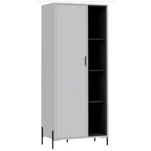 Dunster Wooden Bookcase In White And Carbon Grey With 1 Door