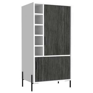 Dunster Wooden Wine Cabinet In White And Carbon Grey