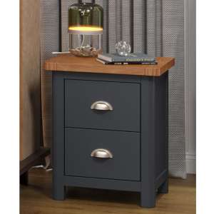 Dallon Wooden Bedside Cabinet With 2 Drawers In Midnight Blue