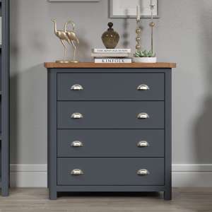 Dallon Wooden Chest Of 5 Drawers In Midnight Blue