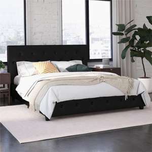 Dalya Faux Leather Double Bed In Black