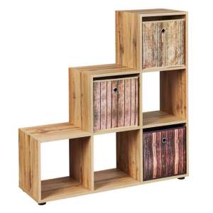 Damian FSC Display Shelves In Wotan Oak With 6 Compartments