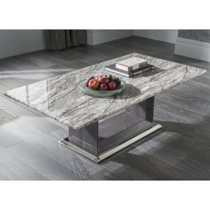 Daniela Marble Coffee Table With High Gloss Base In Grey