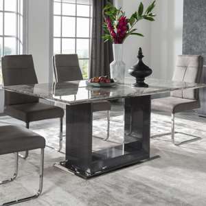 Daniela Medium Marble Dining Table With High Gloss Base In Grey