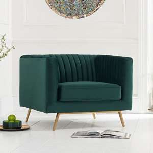Daniele Velvet Upholstered Armchair In Green