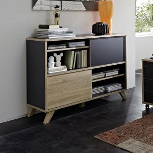 Darcey Wooden Shelving Unit In Anthracite And Sonoma Oak