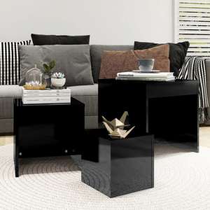 Darice High Gloss Nest Of 3 Tables In Black