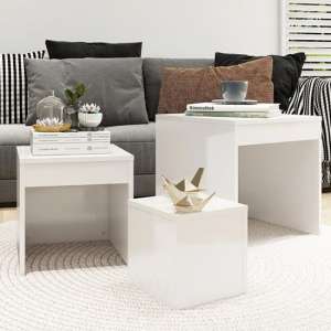 Darice High Gloss Nest Of 3 Tables In White