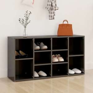 Darion High Gloss Shoe Storage Bench With 10 Shelves In Grey