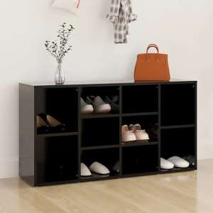 Darion Wooden Shoe Storage Bench With 10 Shelves In Black
