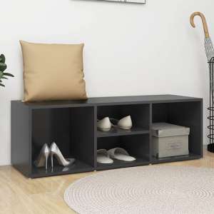 Darion Wooden Shoe Storage Bench With 4 Shelves In Grey