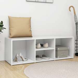 Darion Wooden Shoe Storage Bench With 4 Shelves In White