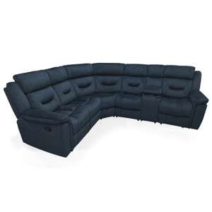 Darley Upholstered Recliner Fabric Corner Sofa In Blue