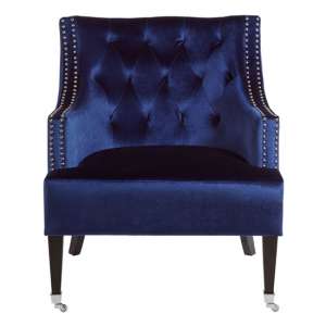 Darligo Velvet Upholstered Armchair In Blue