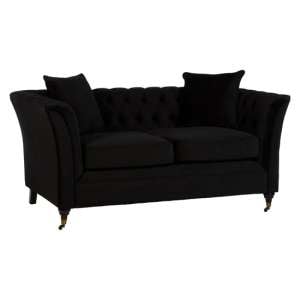 Dartford Upholstered Velvet 2 Seater Sofa In Onyx Black