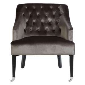Darwo Velvet Upholstered Accent Chair In Grey