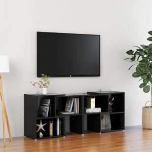 Daryan High Gloss TV Stand With Shelves In Black