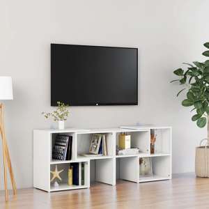 Daryan High Gloss TV Stand With Shelves In White
