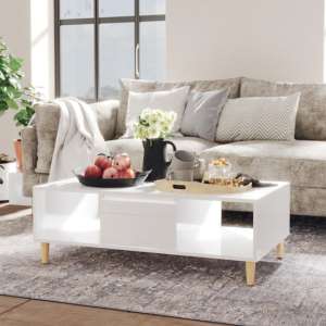 Dastan High Gloss Coffee Table With 1 Door In White