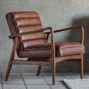 Datsun Faux Leather Armchair In Vintage Brown