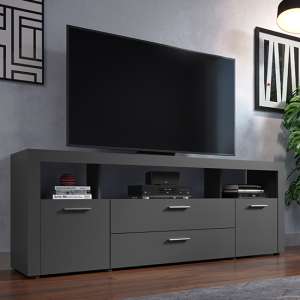 Davao Wooden TV Stand With 2 Doors 2 Drawers In Matt Anthracite