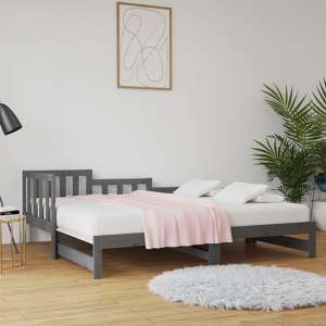Davey Solid Pinewood Pull-Out Single Day Bed In Grey